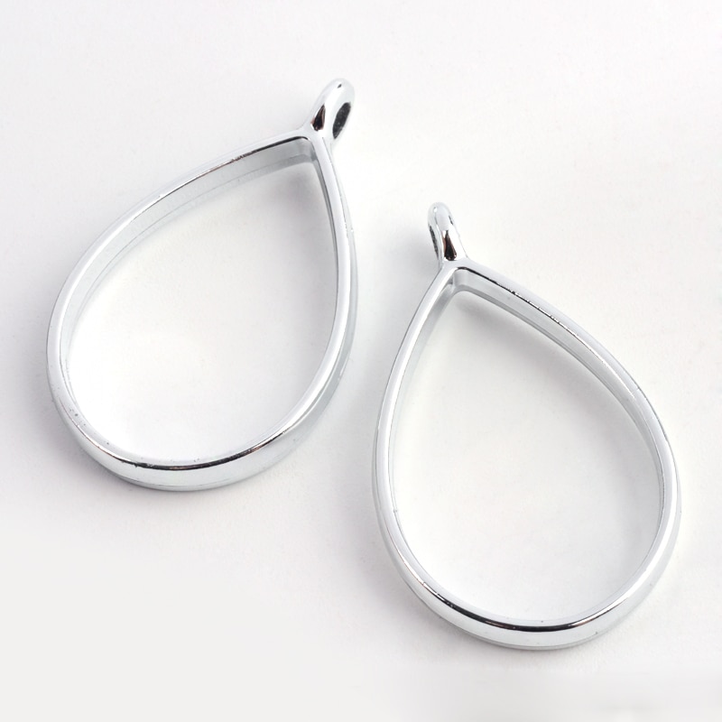 10pcs Rack Plating Alloy /Oval/Rectangle Shape Open Back Bezel Pendants For DIY Epoxy Resin, Pressed Flower Jewelry F80