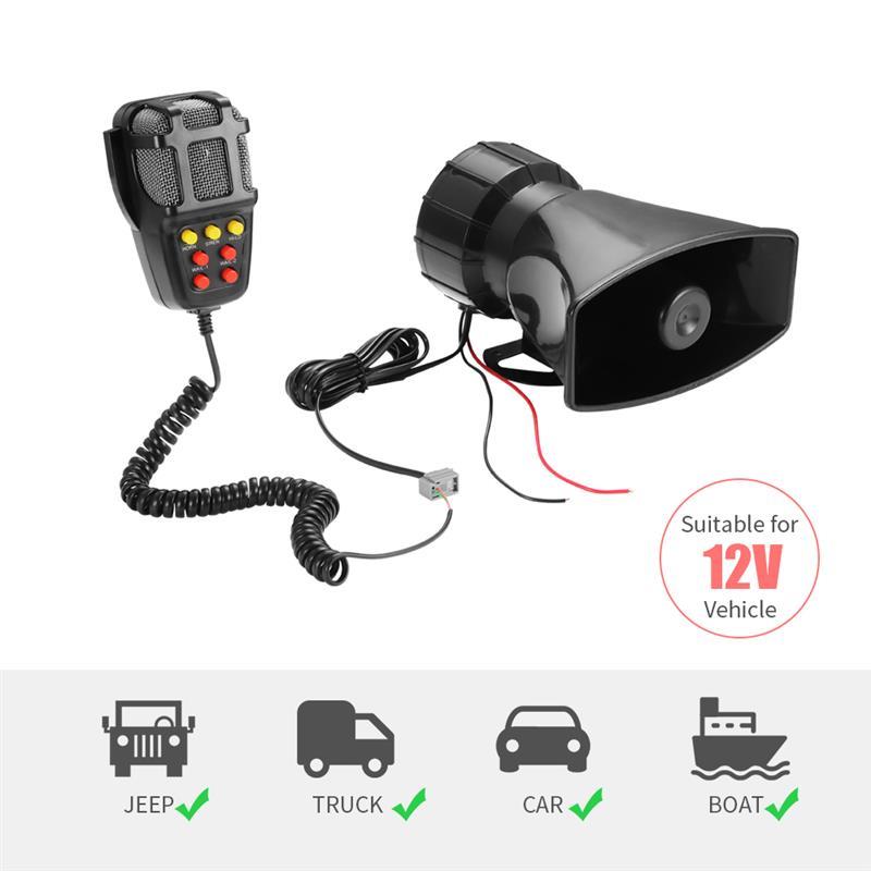Tone Sound Car Emergency Siren Car Siren Horn Mic PA Speaker System Emergency Amplifier Hooter 12V 100W for Auto Motorcycle