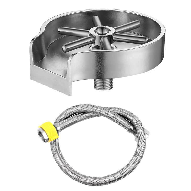 Stainless Steel Glass Cup Cleaning Machine, Household Kitchen, Restaurant, Bar High-Pressure Automatic Washer Sink Accessories: Silver