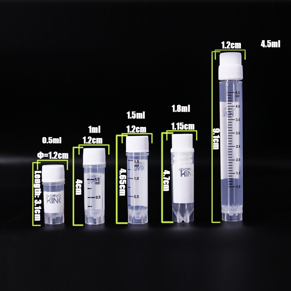 25 stk cryo hætteglasrør gamma sterilisering 0.5ml 2ml 5ml flydende nitrogen laboratorierør