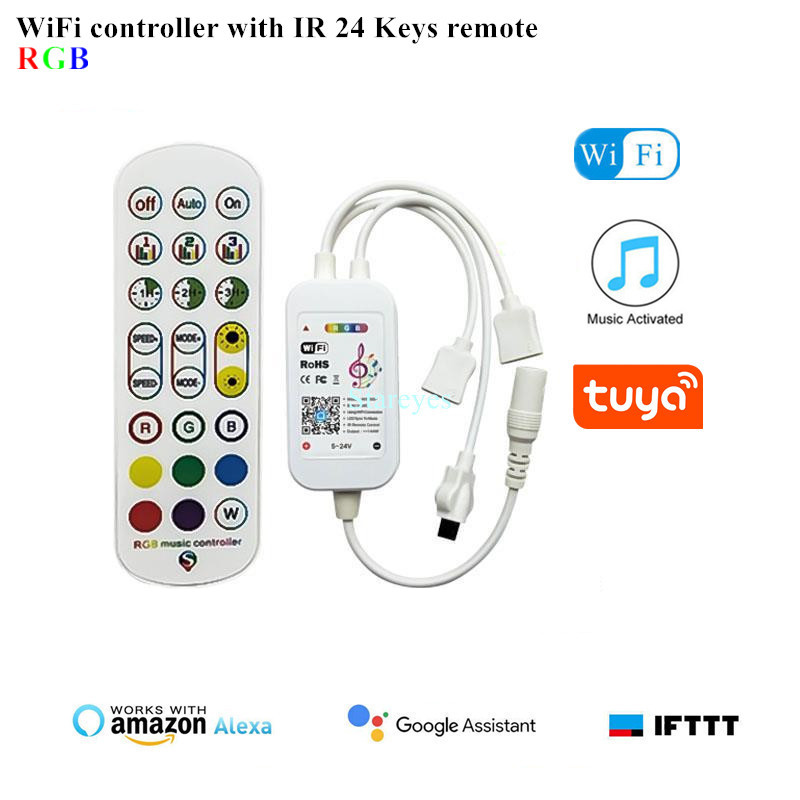 Magic Home WiFi Wireless Remote Controller Dimmer DC12V 24V Single color RGB RGBW Remote Alex Tuya Control For LED Strip: green
