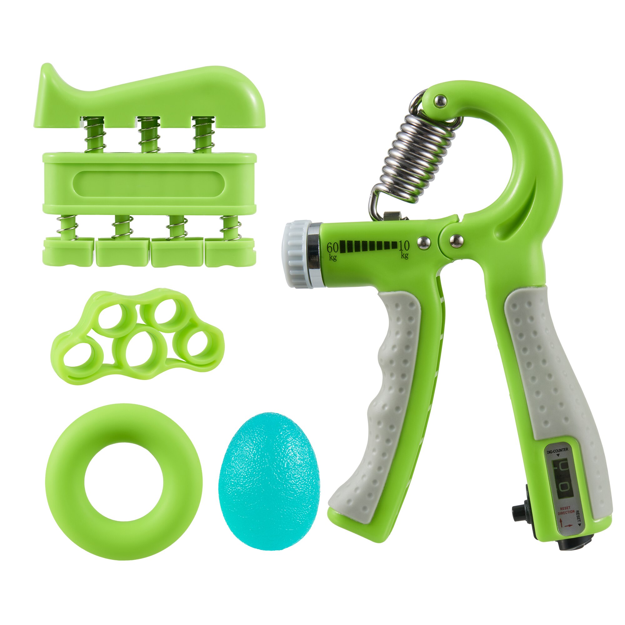 R-Shape Adjustable Hand Grip Sports Strength Countable Exercise Strengthener Gripper Spring Finger Pinch Carpal Expander: B green 5pcs