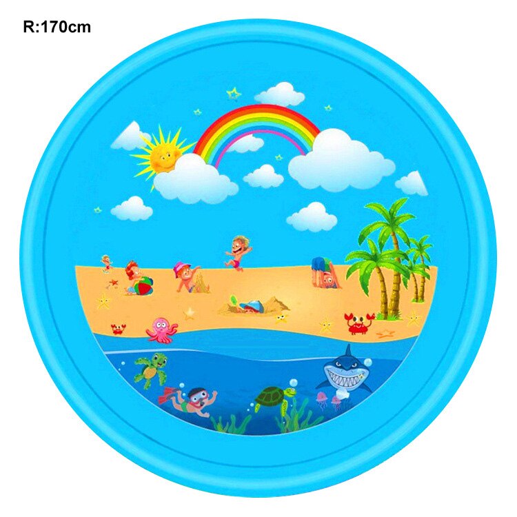 Opblaasbare Spray Water Kussen Zomer Kids Play Water Mat Gazon Games Pad Sprinkler Spelen Speelgoed Strand Mat Kussen Speelgoed: A170cm