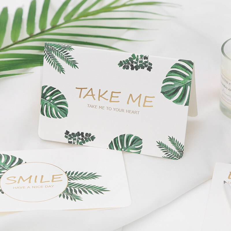 Green Plant Series Greeting Card with Envelope Birthday Handwritten Invitation card Senior Message Card