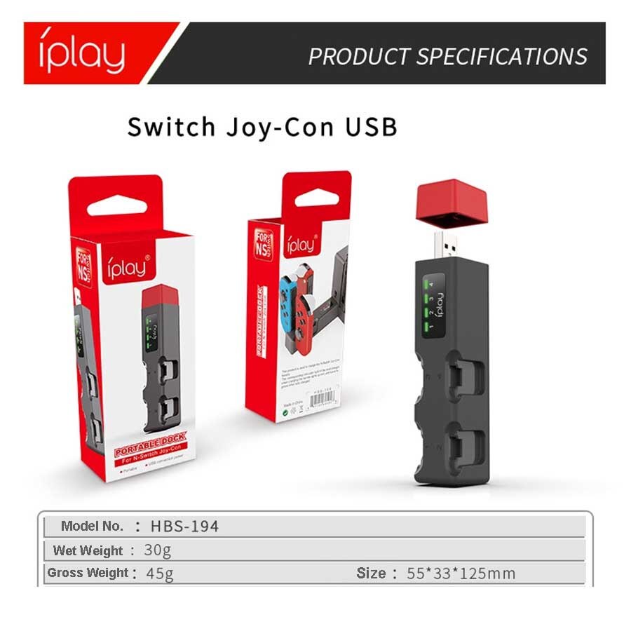 IPLAY 2.0 Wireless Charger Switch Seat Charger NS JoyCon Left &amp; Right Small Handle Seat Charging Base Charger 4pcs Controllers: Default Title