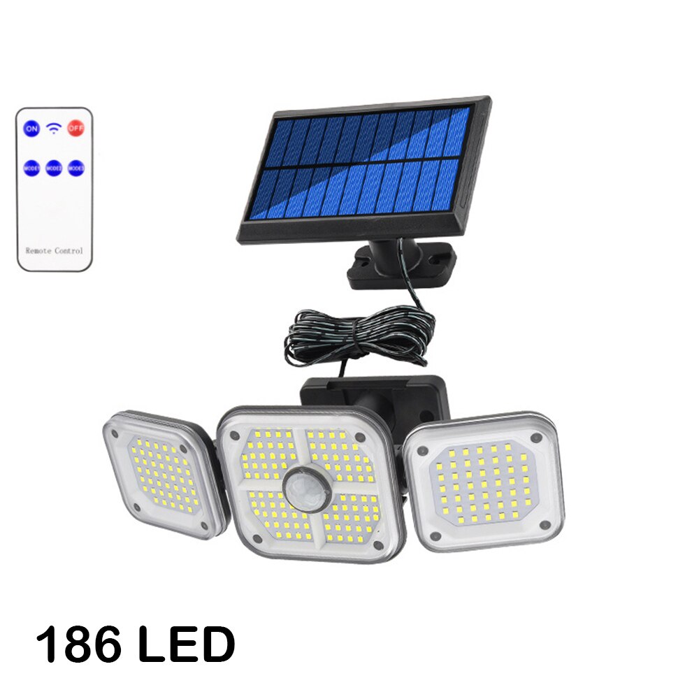 LED/COB Solar Street Light Multiple Head Wall-Mounted Motion Sensor Waterproof Integrated Outdoor Light Courtyard Road Lighting: 186 LED