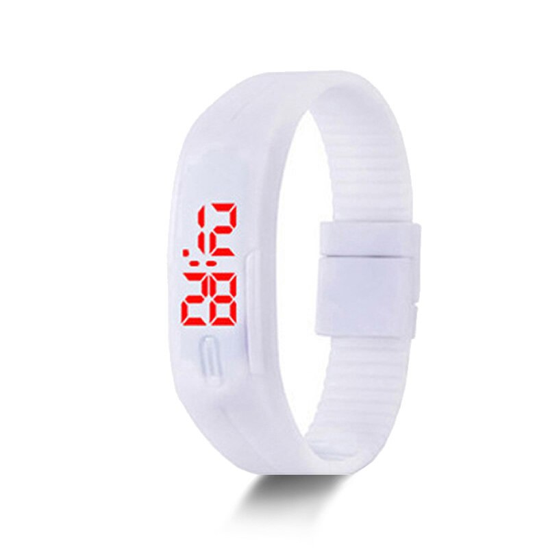 Mode Led Horloges Snoep Kleur Siliconen Rubber Touch Screen Digitale Horloges, Vrouwen Mannen Armband Sport Horloge: white