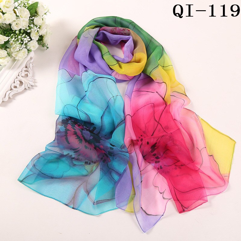 Multiple Colour Lotus leaf Flower Chiffon Georgette Bandana Scarf Women Foulard Long Shawl Summer Hijab 50*160CM