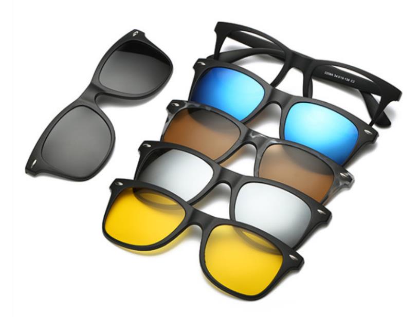 5 stk/set Magnetische Clip Zonnebril Vrouwen Bril met Magnetische Clip op Zonnebril Gepolariseerde Mannelijke Multifunctionele Eyewear