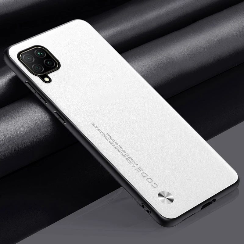 Husă de lux din piele pu pentru huawei nova 7i p40 lite, husă spate mată din silicon, cu protecție pentru huawei nova 6 se: Abs / Alb