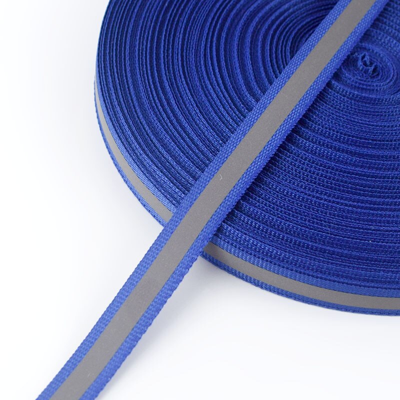 Meetee-cinta reflectante de nailon fluorescente de plata, cinta de advertencia segura, embellecedores, bolsos de ropa, zapatos, Material de bricolaje, 50 yardas, 1cm: Blue