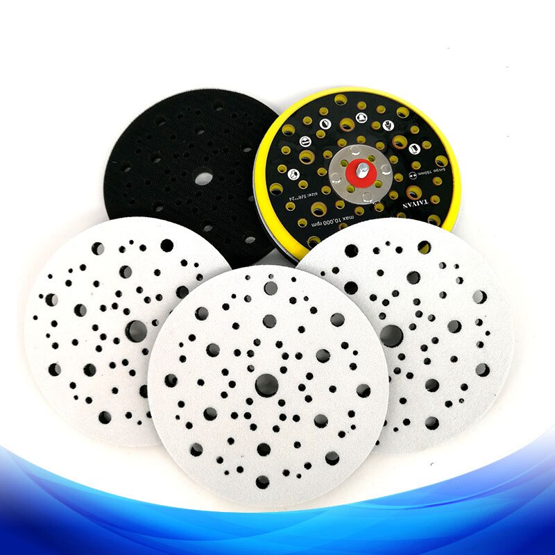6 Inch 70-hole Porous 150MM Flocking Sandpaper Tray Sponge Cushion Cushion Self-Adhesive Velcro Sander Waxing Protection