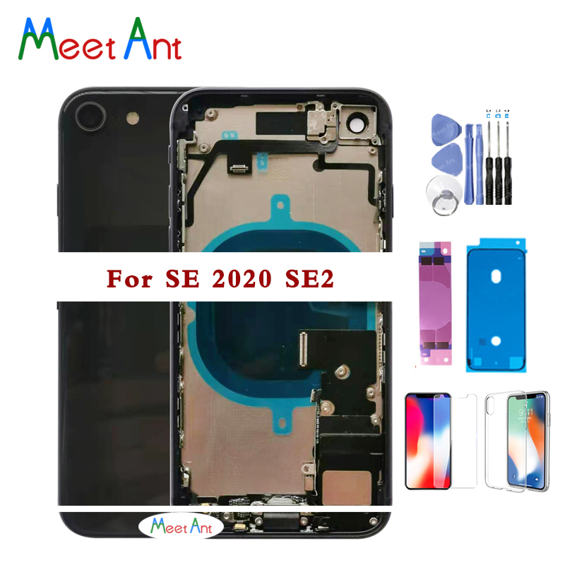 Full Back Cover For iphone SE SE2 Housing Battery Door Middle Chassis Frame Housings Assembly Door Rear with Flex Cable