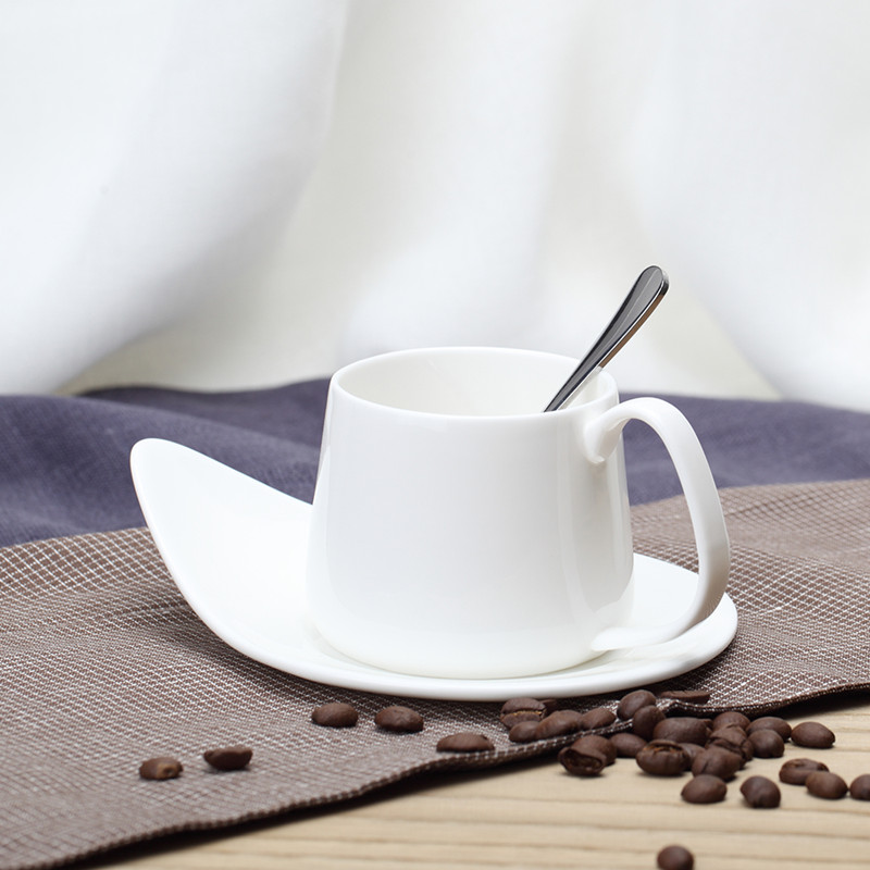 Doodle original001 Bone china Coffee Cups White Ceramic cup with plate and spoon250ml: Default Title