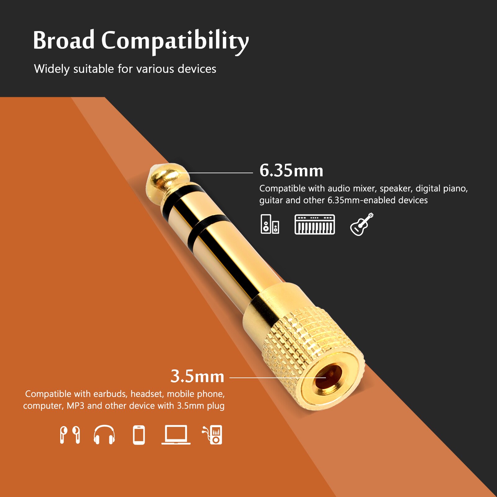 10 Connecteurs Jack 6.35mm Femelle Montage Panneau - Pour Casque, Audio, Prise Stéréo 6 Broches