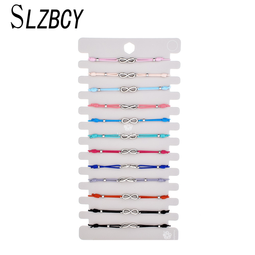 Slzbcy artesanal infinito amor encantos pulseiras pulseiras para mulheres crianças ajustável corrente pulseira moda jóias 12 pçs/set