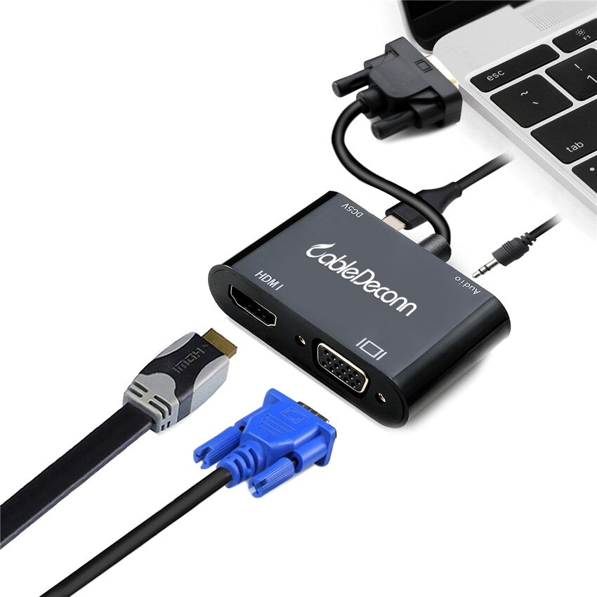 VGA to VGA HDMI Splitter with 3.5mm Audio Converter Support Dual Display for PC Projector HDTV Multi-port VGA Adapter