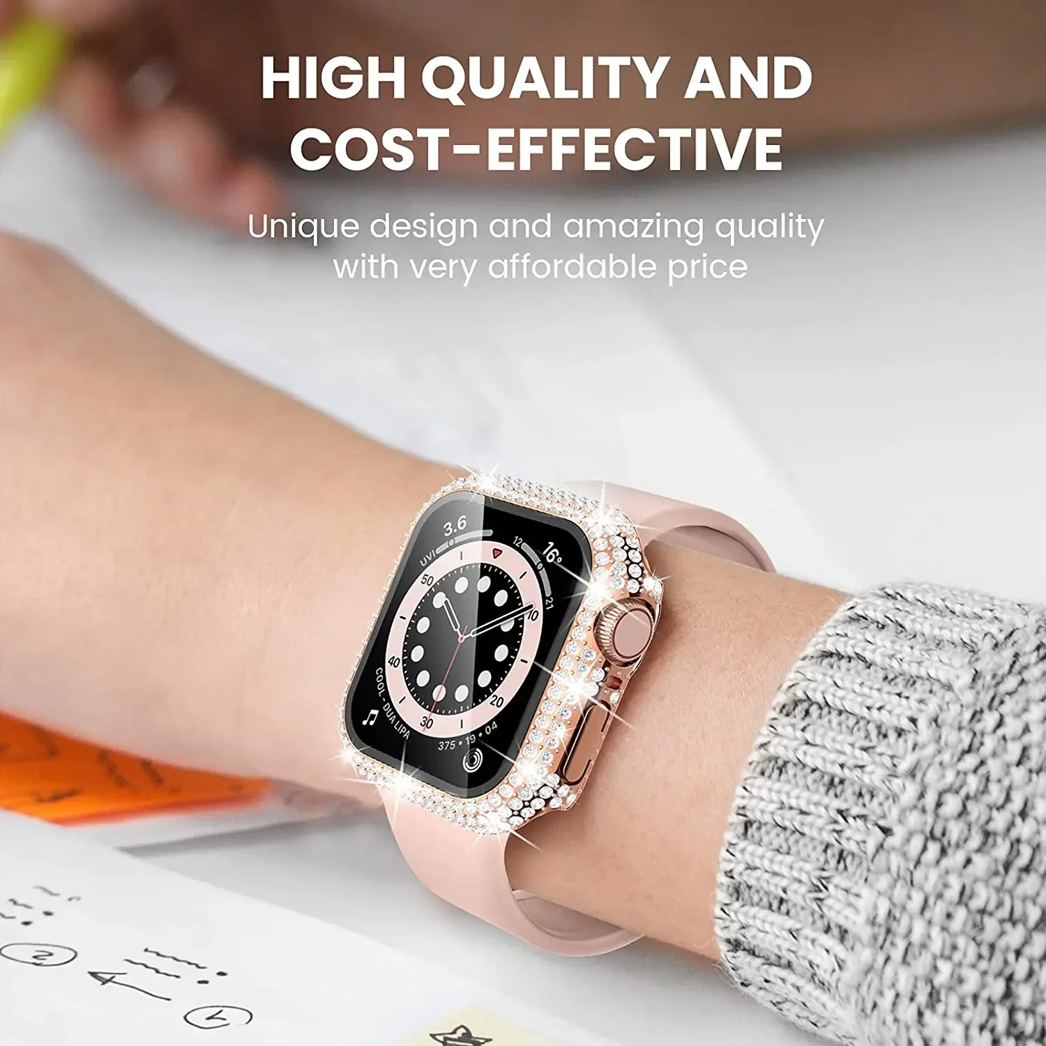 Funda de diamante con cristal templado integrado para Apple Watch, cubierta de 41mm, 45mm, 42mm, 44mm, 38mm, 40mm para IWatch Series 9, 8, 7, 6, SE 5, 4, 3
