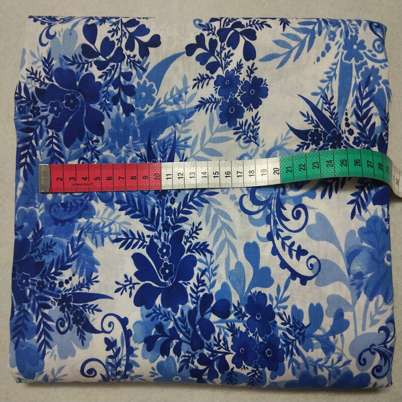 50x105cm Traditional Blue & White Flower Leaf Printed Cotton Fabric Floral Fabric Patchwork for Cloth Dress Party Home Decoratio