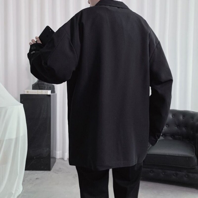 Unisex Women Men Casual Thin Loose Blazer High School DK JK Uniform Suit Jacket Students Preppy Style Outwear Coat Clothes