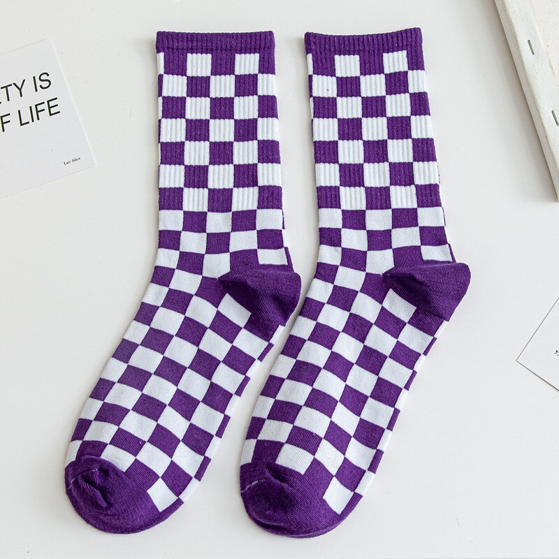 Calcetines tobilleros de algodón estilo Harajuku para mujer, medias cortas con cuadros geométricos, de estilo Hip Hop, para chica: I