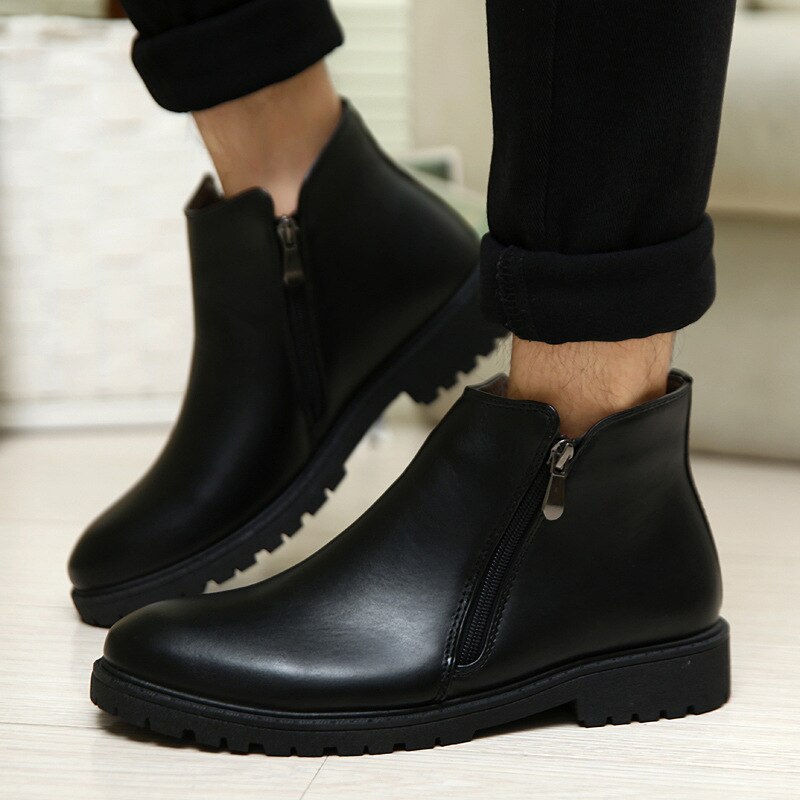 Automne et hiver chaussures en coton pour hommes en cuir bottes Chelsea Martin imperméables bottes tendance britannique chaussures pour hommes