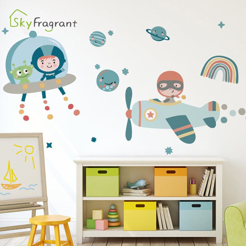 Happy flying cartoon wall sticker kids room decoration baby bedroom decor living room wall self-adhesive stickers home decor