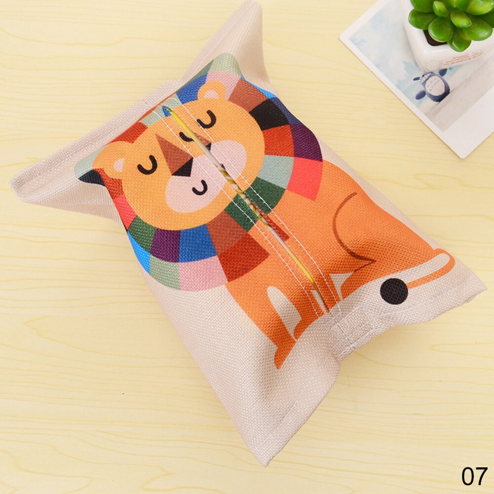 Tissue Bag Cotton And Linen Tissue Box Cover Handkerchief Napkin Holder Cover Cute Animal Printing Baby Wet Wipes Box Wipe Cases
