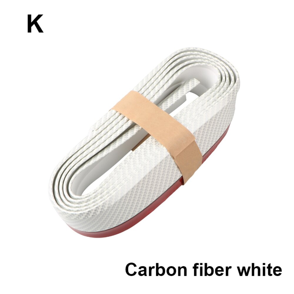 2.5M Universal Car Front Bumper Protector Rubber Guard Car Protector Front Bumper Guards Lip Splitter Auto Bumper Exterior: Carbon Fiber White
