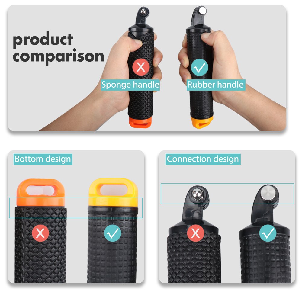 Vamson-empuñadura flotante para Go Pro Hero 10, 9, 8, 7, 6, 5, 4, negra, resistente al agua, para deportes acuáticos, para DJI Action, Yi 4K, GoPro 10, VP418