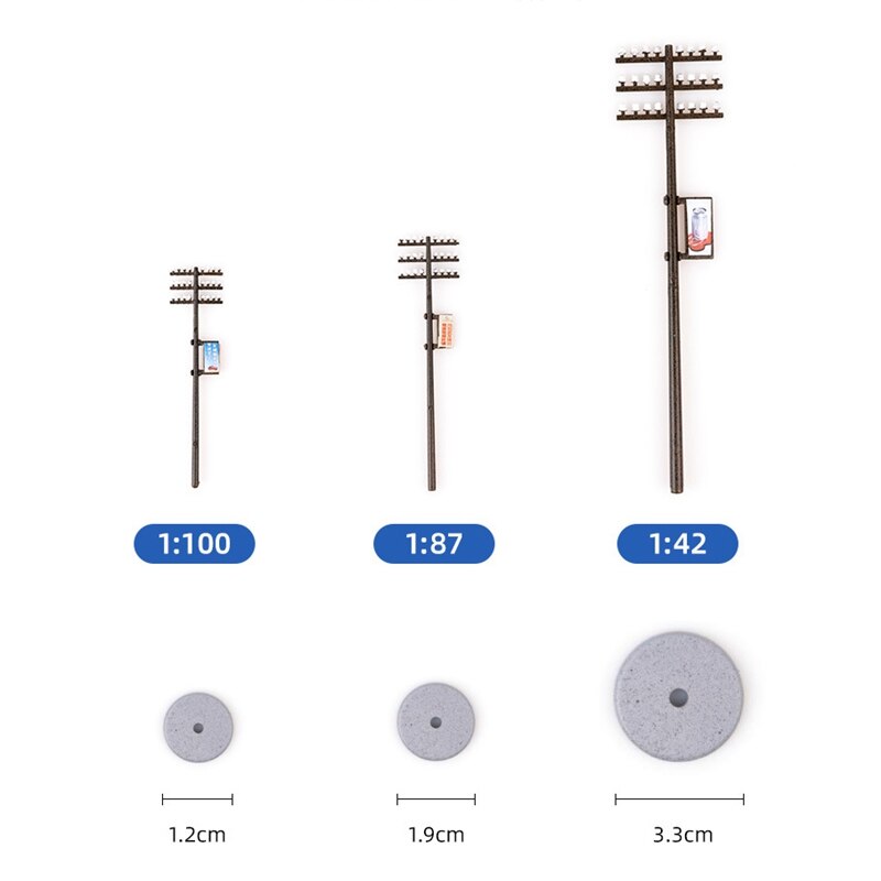 15 Pcs Model Train Ho Scale DIY Architectural Model Telegraph Poles Material Sand Table Model Materials