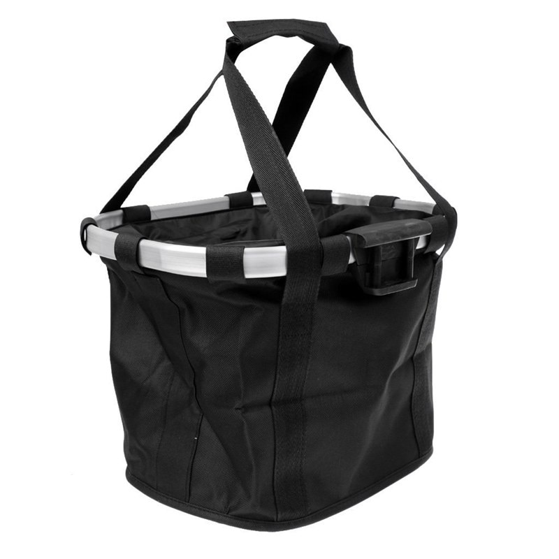 Sykkelhåndtak kurv bag avtagbar oppbevaringsveske sykkel vanntett bærer oppbevaring + holder - svart , 36 x 26 x 24cm: Default Title