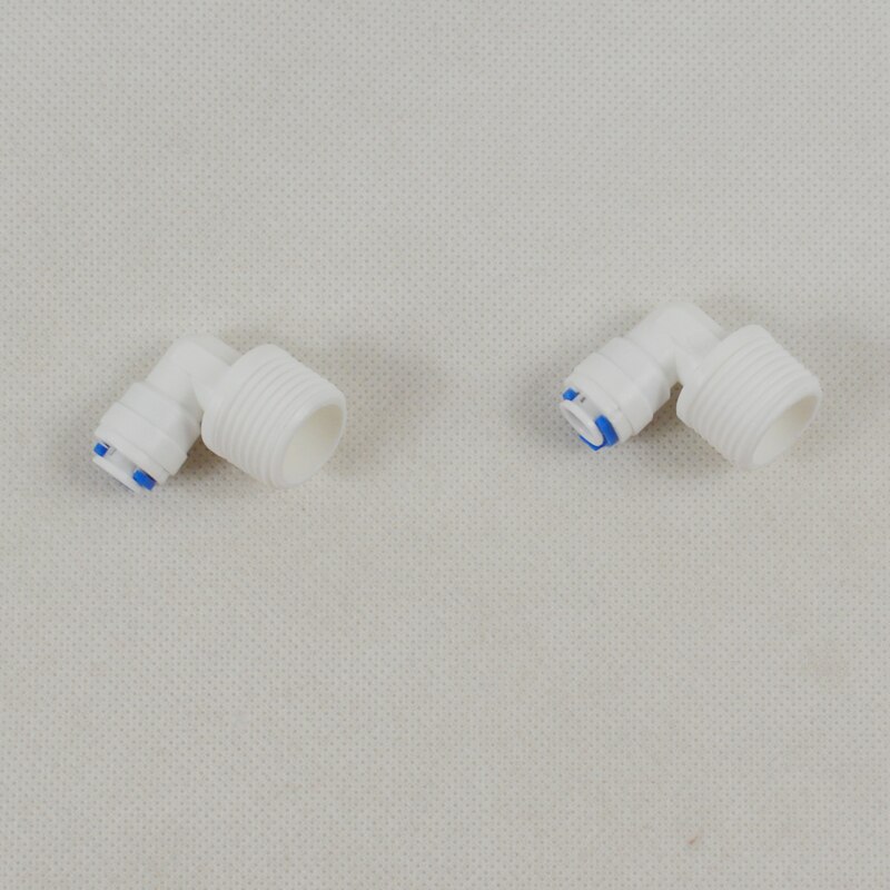 2 PACK OF Water Filter Adapter Male Elbow 1/2" Thread x 1/4" OD Quick Connect QC RO System Fittings