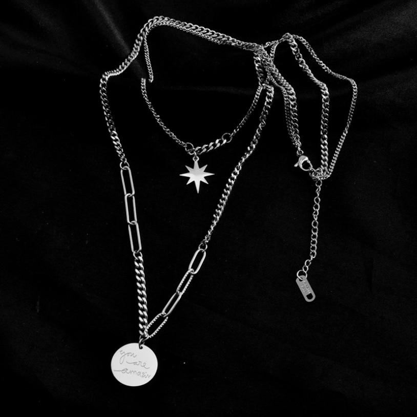 316L acier inoxydable bijoux fins Hip Hop rue les lumières étoiles breloques chaîne ras du cou colliers pendentifs pour femmes hommes