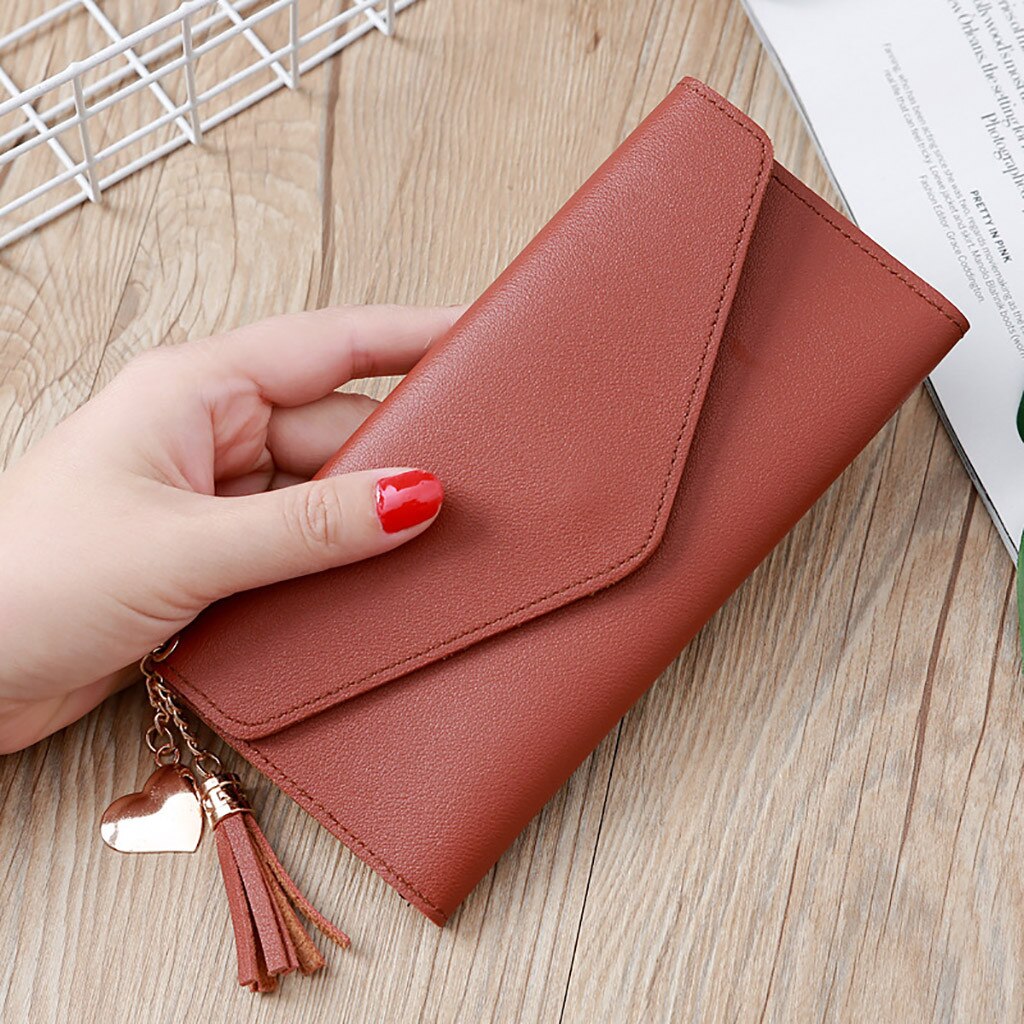 Women Wallets Long Style Multi-functional Wallet Purse Fresh Pu Leather Female Clutch Card Holder Mujer Handbag #YJ: Brown 