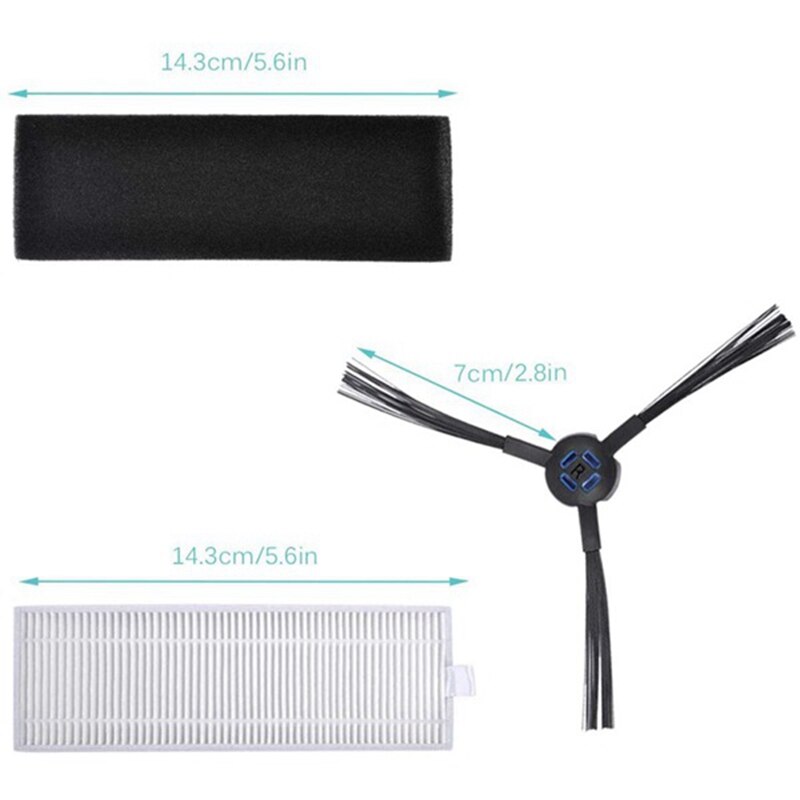 Side Brush Hepa Filter With Rubber Roller Brush Replacement Kit