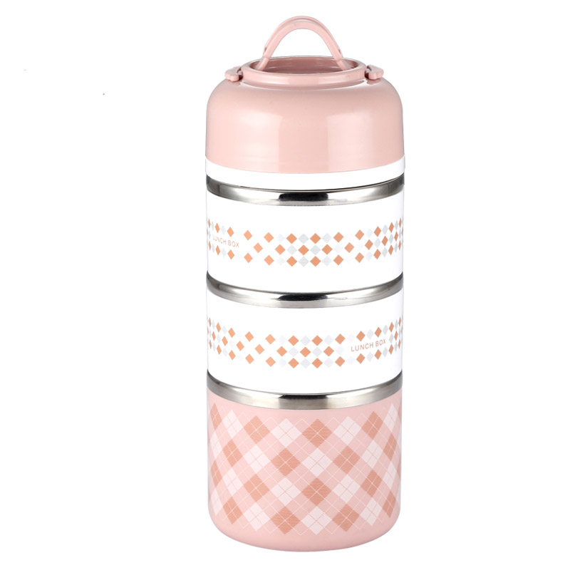 Japanse Thermos Lunchbox Voor Voedsel Container Draagbare Thermische Lunchbox Leuke Bento Lunchbox Lekvrij 2 3 Lagen: B-pink-3