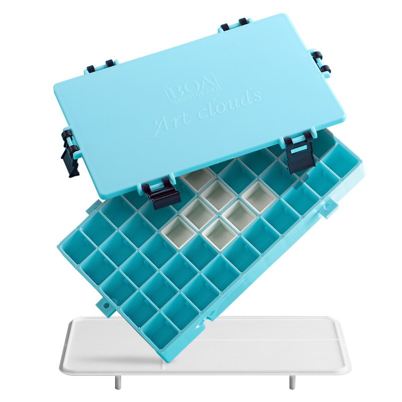 Palette de peinture aquarelle étanche, 50 grilles, boîte de rangement, fournitures de papeterie pour dessin