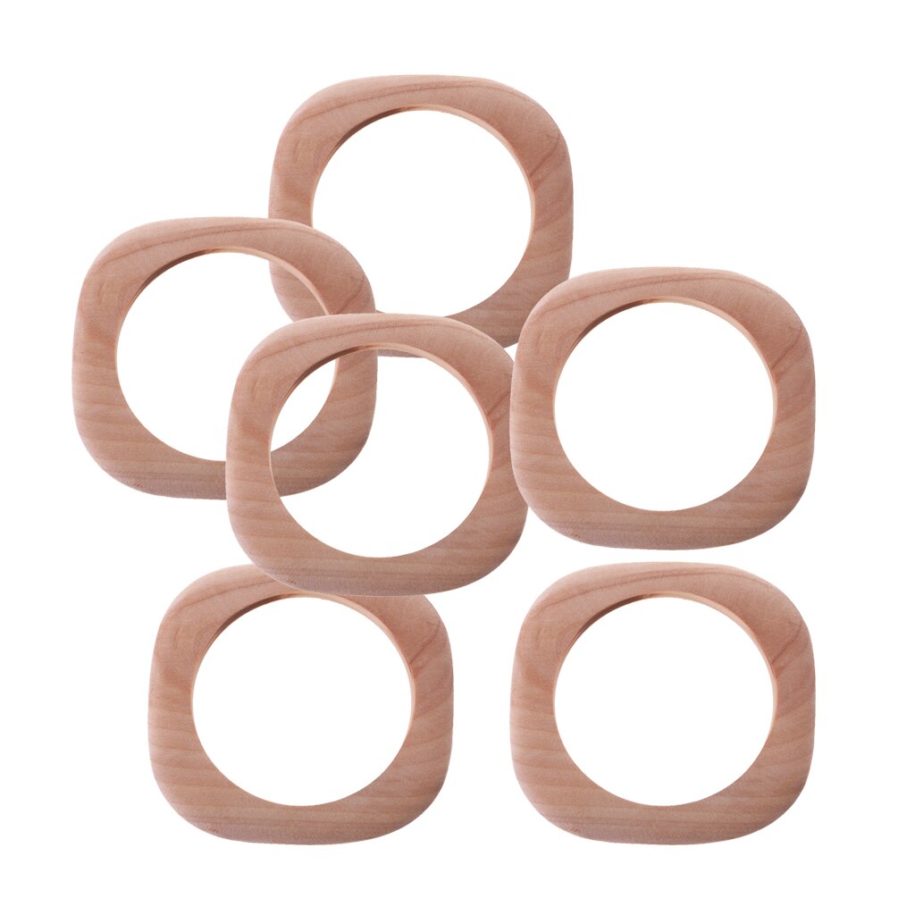 6Pcs Sample Set Square Unfinished Wood Bangle Bracelets DIY Craft