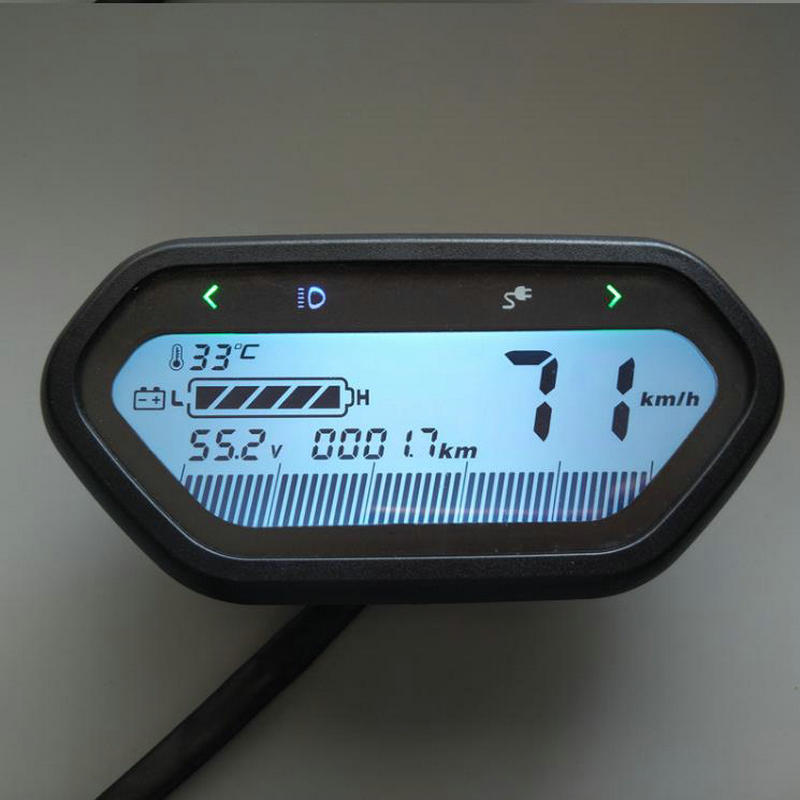 Hastighetsmåler lcd-skjerm 48 v 60 v 72 v 84 v 96 v 120v lys / odo / batterinivåindikator til elektrisk scooter måler sykkel trehjulet dashbord