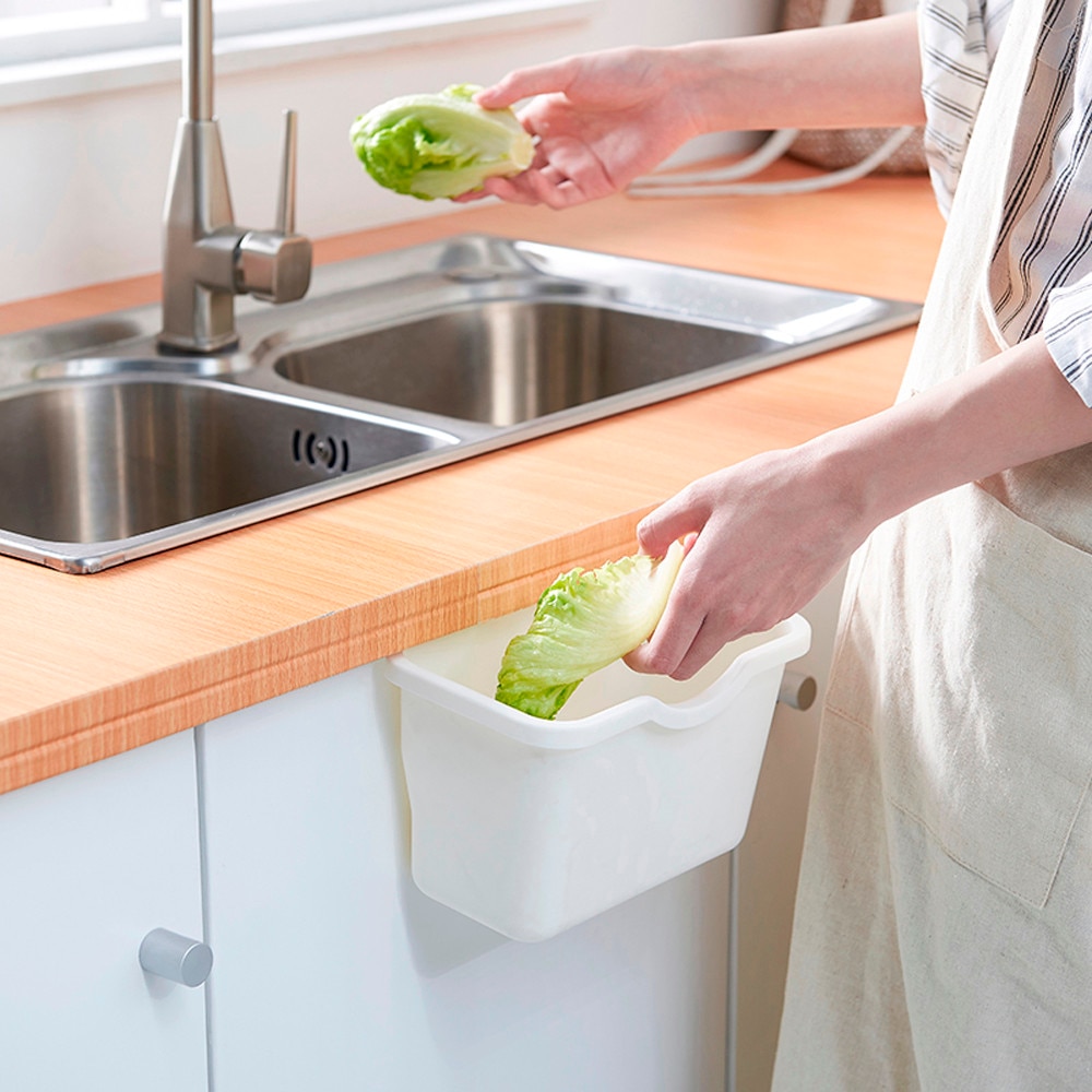 Rubbish Container Waste Bins Kitchen Cabinet Door Hanging Trash Garbage Bin Can Rubbish Container Desktop Storage Case