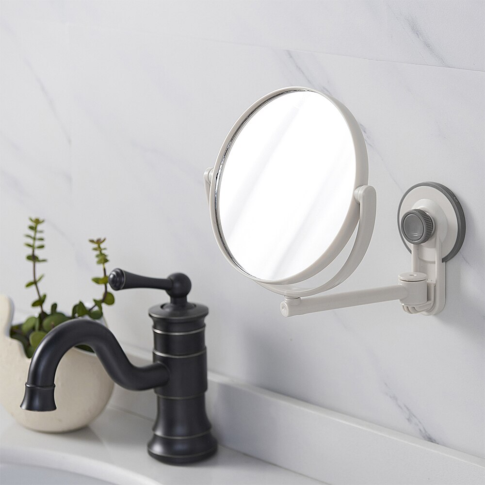 Badeværelse spejl vægmonteret makeup spejl abs 360 graders sugekop dobbeltsidet kosmetisk spejl fri punch bad spejl