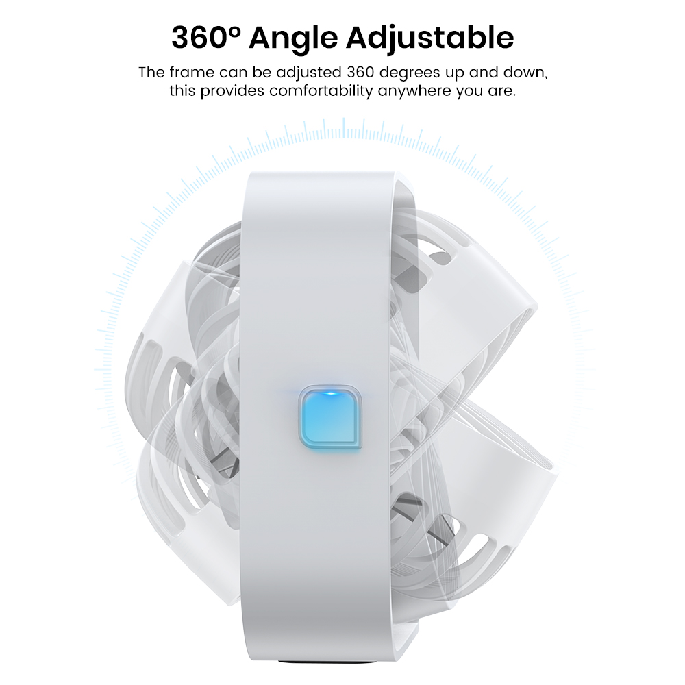 Topk Usb Bureauventilator 360 ° Rotatie Aanpassing Draagbare Koelventilator 3 Snelheid Ultra Stille Krachtige Mini Tafelventilatoren Voor Thuiskantoor