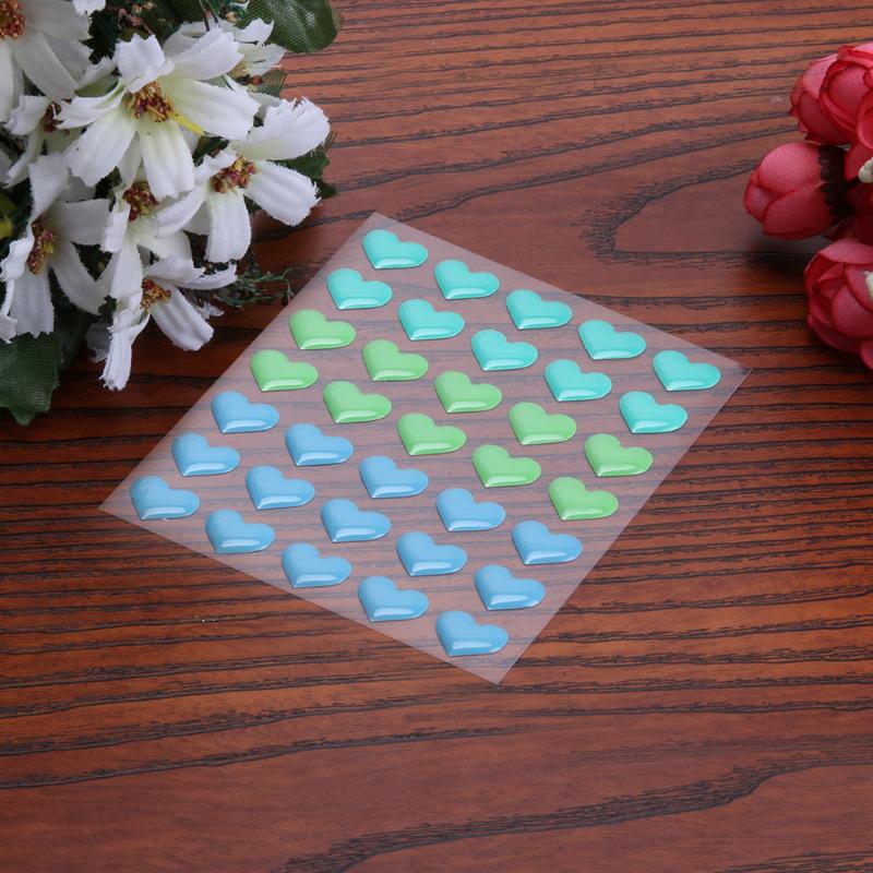 Enamel Dots Self- adhesive Heart Shape Resin Stickers for Scrapbooking DIY Photo Album Card Making Decoration