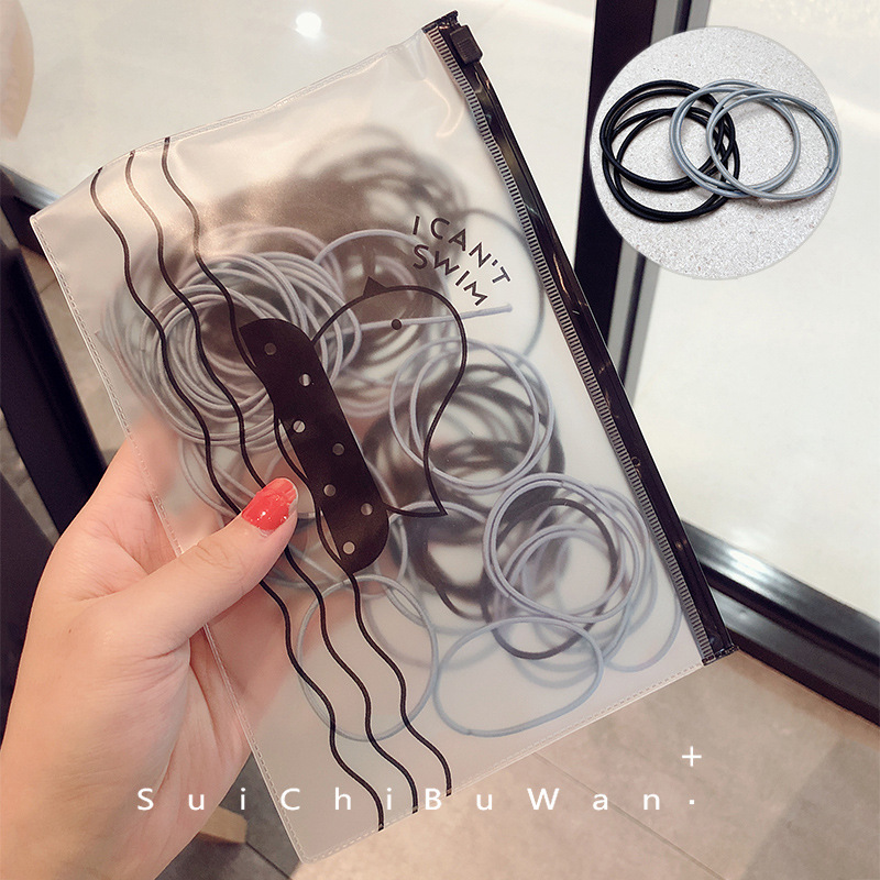 100 Uds. Banda elástica para el cabello para mujer, coleteros, sombreros, bandas de goma, diadema para niñas, accesorios para el cabello FS-008: Plata