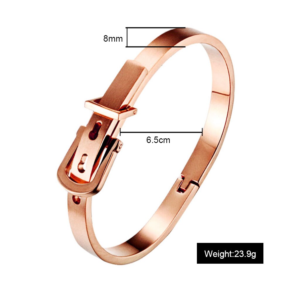 2018 nova fine4u b050 fivela de cinto pulseira para mulheres masculinas 316l aço inoxidável pulseiras & bangles 3 cores escolhas: Rosegold-8mm