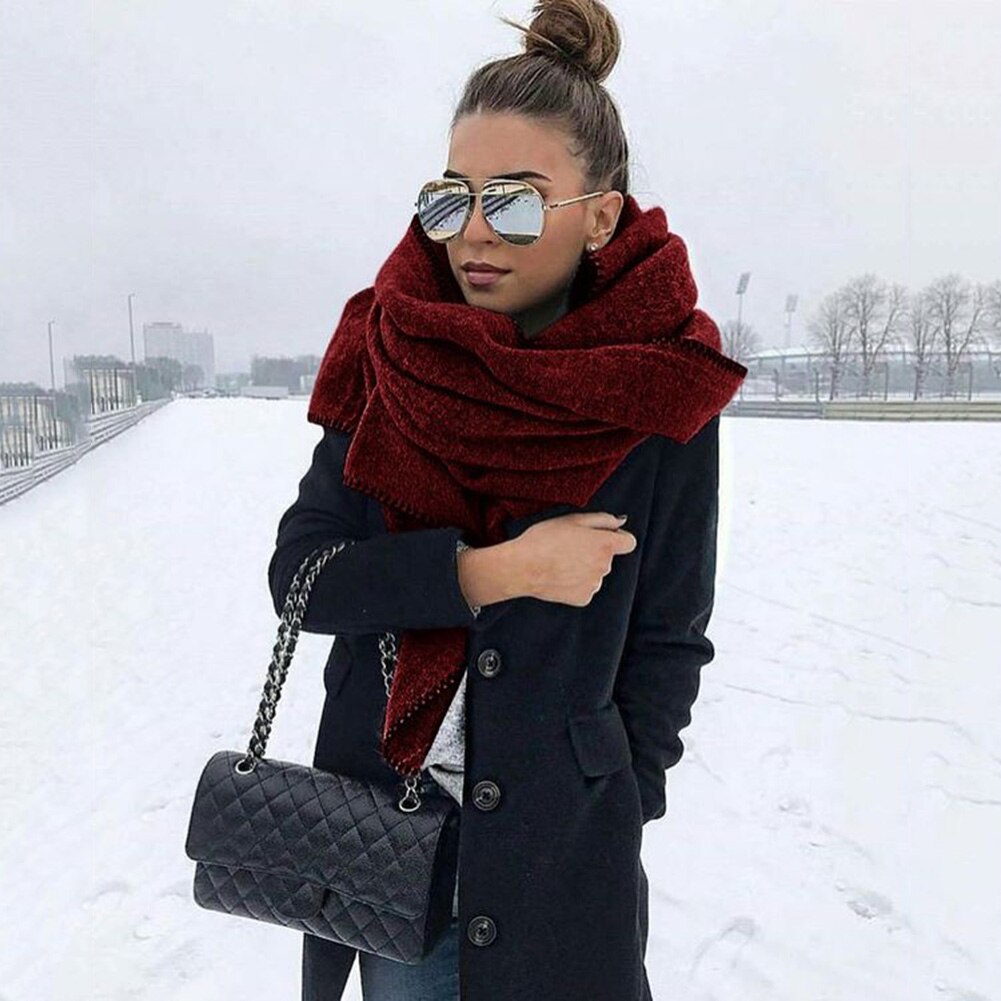 200Cm Herfst Winter Vrouwen Effen Kleur Fleece Sjaal Warme Sjaal Outdoor Nekband Dames Warm Sjaal