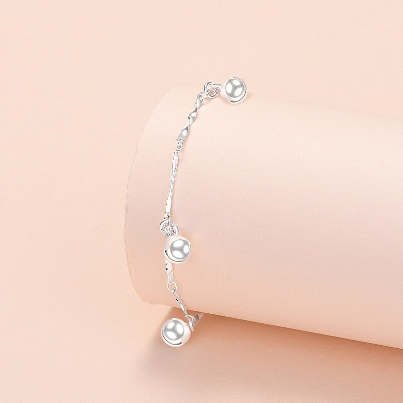 Süßes glöckchenarmband aus sterlingsilber mit 925 schmuckanhängern, verstellbar, für damen