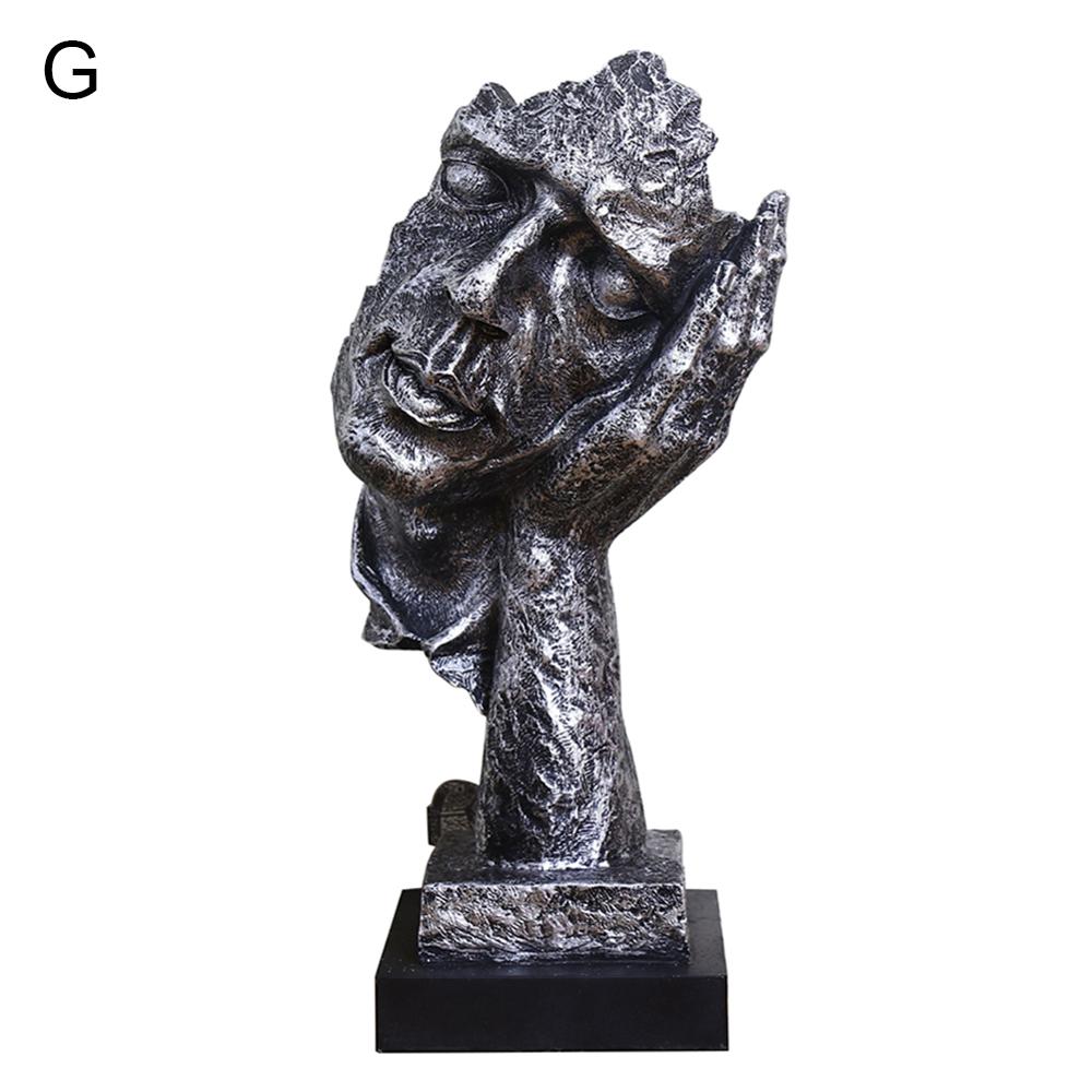 Resin Figurines Silence Is Gold Sculpture Statuette Figurine Craft Office Home Decoration Abstract Craft Modern Art Decoration: G