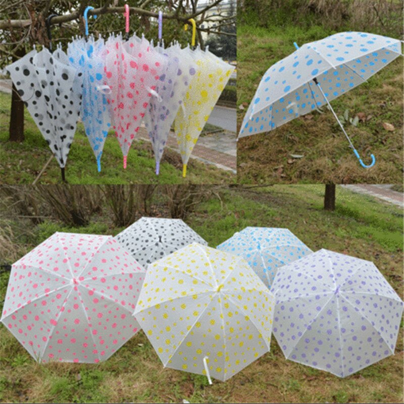 Paraguas transparente de lunares para mujer, paraguas transparente para caminar, lluvia, Brolly, decoración de boda